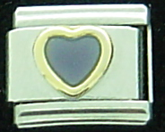 Blue heart with gold rim - 9mm enamel Italian charm